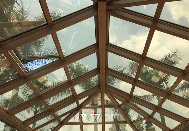 Diseño favorable al medio ambiente de aguilón del Sunroom prefabricado del tejado 4